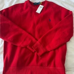 Polo by Ralph Lauren Red Crewneck Sweatshirt with Navy Pony